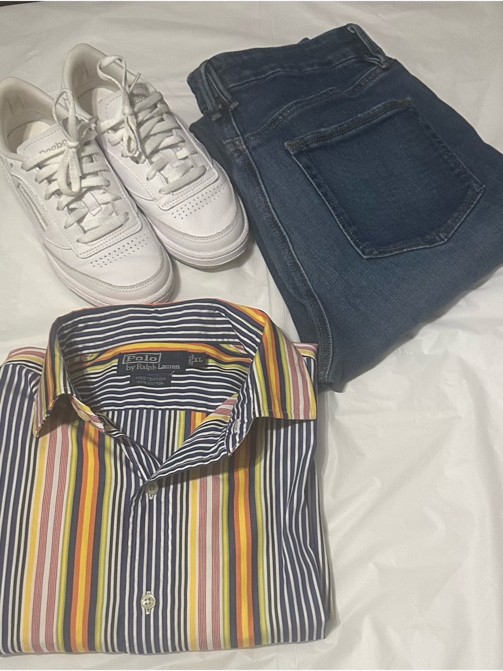 Vintage Polo by Ralph Lauren Men’s Multi-Stripe Button-Down Shirt - Navy/Yellow